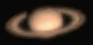 Saturn as seen through a telescope